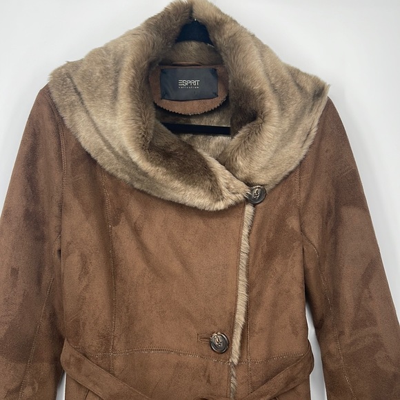 (#70)ESPRIT Faux Suede and Faux Fur Jacket - Picture 3 of 5